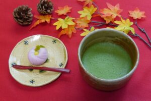 和菓子と抹茶写真